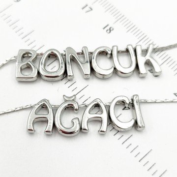 BAH-74 Rodyum Kaplama E Harfi Boncuk
